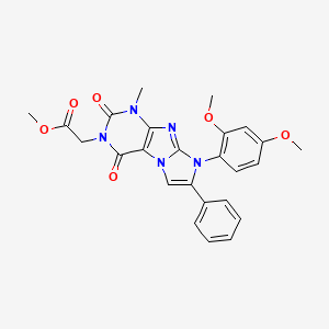 molecular formula C25H23N5O6 B14118200 methyl 2-(8-(2,4-dimethoxyphenyl)-1-methyl-2,4-dioxo-7-phenyl-1H-imidazo[2,1-f]purin-3(2H,4H,8H)-yl)acetate 
