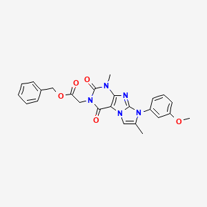 molecular formula C25H23N5O5 B14118292 benzyl 2-(8-(3-methoxyphenyl)-1,7-dimethyl-2,4-dioxo-1H-imidazo[2,1-f]purin-3(2H,4H,8H)-yl)acetate 