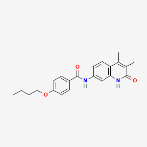 molecular formula C22H24N2O3 B14118345 4-butoxy-N-(3,4-dimethyl-2-oxo-1,2-dihydroquinolin-7-yl)benzamide 