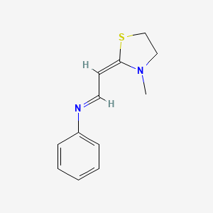 molecular formula C12H14N2S B14118476 N-[(1Z,2E)-2-(3-methyl-1,3-thiazolidin-2-ylidene)ethylidene]aniline 