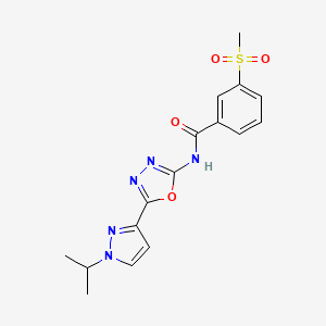 molecular formula C16H17N5O4S B14118495 N-(5-(1-isopropyl-1H-pyrazol-3-yl)-1,3,4-oxadiazol-2-yl)-3-(methylsulfonyl)benzamide CAS No. 1210513-06-6