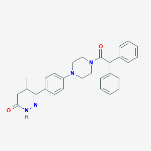 molecular formula C29H30N4O2 B141185 6-(alpha,alpha-Diphenylacetylpiperazinyl)phenyl-5-methyl-4,5-dihydro-3(2H)-pyridazinone CAS No. 150319-80-5