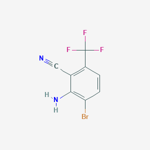 molecular formula C8H4BrF3N2 B1411850 2-AMINO-3-BROMO-6-(TRIFLUOROMETHYL)BENZONITRILE CAS No. 1806849-47-7