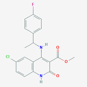 molecular formula C19H16ClFN2O3 B14118756 Methyl 6-chloro-4-((1-(4-fluorophenyl)ethyl)amino)-2-oxo-1,2-dihydroquinoline-3-carboxylate 
