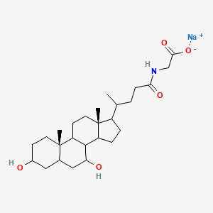 molecular formula C26H42NNaO5 B14118839 sodium;2-[4-[(10S,13R)-3,7-dihydroxy-10,13-dimethyl-2,3,4,5,6,7,8,9,11,12,14,15,16,17-tetradecahydro-1H-cyclopenta[a]phenanthren-17-yl]pentanoylamino]acetate 
