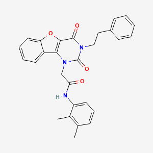 molecular formula C28H25N3O4 B14118852 N-(2,3-dimethylphenyl)-2-[2,4-dioxo-3-(2-phenylethyl)-3,4-dihydro[1]benzofuro[3,2-d]pyrimidin-1(2H)-yl]acetamide 