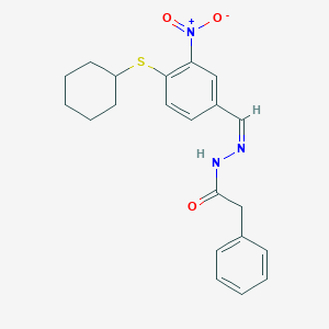 molecular formula C21H23N3O3S B14118884 N'-((4-(Cyclohexylsulfanyl)-3-nitrophenyl)methylene)-2-phenylacetohydrazide 