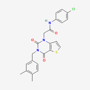 molecular formula C23H20ClN3O3S B14118886 N-(4-chlorophenyl)-2-(3-(3,4-dimethylbenzyl)-2,4-dioxo-3,4-dihydrothieno[3,2-d]pyrimidin-1(2H)-yl)acetamide 