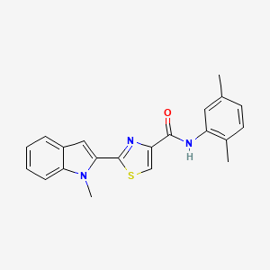 molecular formula C21H19N3OS B14118900 N-(2,5-dimethylphenyl)-2-(1-methyl-1H-indol-2-yl)thiazole-4-carboxamide CAS No. 1172082-35-7