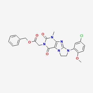 molecular formula C24H22ClN5O5 B14118905 Phenylmethyl 2-[8-(5-chloro-2-methoxyphenyl)-1-methyl-2,4-dioxo-1,3,5-trihydro imidazolidino[1,2-h]purin-3-yl]acetate 