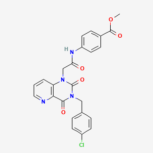 molecular formula C24H19ClN4O5 B14118963 methyl 4-(2-(3-(4-chlorobenzyl)-2,4-dioxo-3,4-dihydropyrido[3,2-d]pyrimidin-1(2H)-yl)acetamido)benzoate 