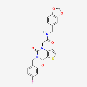 molecular formula C23H18FN3O5S B14119056 N-(1,3-benzodioxol-5-ylmethyl)-2-[3-(4-fluorobenzyl)-2,4-dioxo-3,4-dihydrothieno[3,2-d]pyrimidin-1(2H)-yl]acetamide 