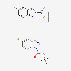 molecular formula C24H26Br2N4O4 B14119139 Tert-butyl 5-bromoindazole-1-carboxylate;tert-butyl 5-bromoindazole-2-carboxylate 
