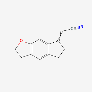 molecular formula C13H11NO B14119275 Acetonitrile, 2-(2,3,5,6-tetrahydro-7H-indeno[5,6-b]furan-7-ylidene)- 