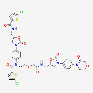 molecular formula C38H36Cl2N6O10S2 B14119339 Rivaroxaban Dimer Impurity;5-Chloro-N-[4-[(5S)-5-[[[(5-chloro-2-thienyl)carbonyl]amino]methyl]-2-oxo-3-oxazolidinyl]phenyl]-N-[2-[2-oxo-2-[[[(5S)-2-oxo-3-[4-(3-oxo-4-morpholinyl)phenyl]-5-oxazolidinyl 