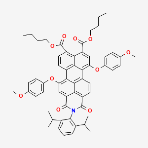 molecular formula C58H55NO10 B14119702 Dibutyl 16-[2,6-di(propan-2-yl)phenyl]-3,12-bis(4-methoxyphenoxy)-15,17-dioxo-16-azahexacyclo[12.6.2.12,6.011,21.018,22.010,23]tricosa-1(21),2,4,6,8,10(23),11,13,18(22),19-decaene-5,7-dicarboxylate 