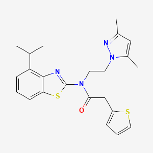 molecular formula C23H26N4OS2 B14119834 N-(2-(3,5-dimethyl-1H-pyrazol-1-yl)ethyl)-N-(4-isopropylbenzo[d]thiazol-2-yl)-2-(thiophen-2-yl)acetamide CAS No. 1172896-65-9