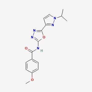 molecular formula C16H17N5O3 B14119897 N-(5-(1-isopropyl-1H-pyrazol-3-yl)-1,3,4-oxadiazol-2-yl)-4-methoxybenzamide CAS No. 1210972-23-8