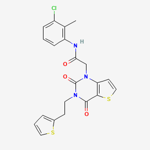 molecular formula C21H18ClN3O3S2 B14119961 N-(3-chloro-2-methylphenyl)-2-{2,4-dioxo-3-[2-(thiophen-2-yl)ethyl]-3,4-dihydrothieno[3,2-d]pyrimidin-1(2H)-yl}acetamide 