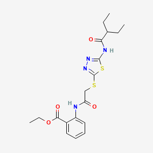 molecular formula C19H24N4O4S2 B14120004 Ethyl 2-(2-((5-(2-ethylbutanamido)-1,3,4-thiadiazol-2-yl)thio)acetamido)benzoate CAS No. 920460-12-4