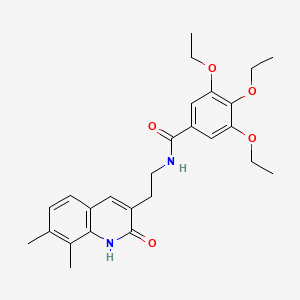 molecular formula C26H32N2O5 B14120044 N-(2-(7,8-dimethyl-2-oxo-1,2-dihydroquinolin-3-yl)ethyl)-3,4,5-triethoxybenzamide 
