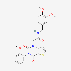 molecular formula C24H23N3O6S B14120165 N-(3,4-dimethoxybenzyl)-2-(3-(2-methoxyphenyl)-2,4-dioxo-3,4-dihydrothieno[3,2-d]pyrimidin-1(2H)-yl)acetamide 