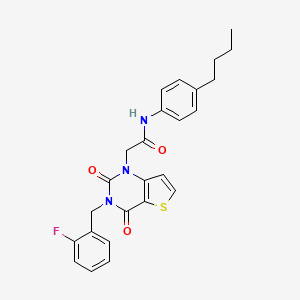 molecular formula C25H24FN3O3S B14120196 N-(4-butylphenyl)-2-(3-(2-fluorobenzyl)-2,4-dioxo-3,4-dihydrothieno[3,2-d]pyrimidin-1(2H)-yl)acetamide 