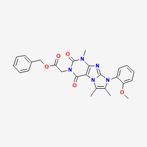 molecular formula C26H25N5O5 B14120230 Benzyl 2-[6-(2-methoxyphenyl)-4,7,8-trimethyl-1,3-dioxopurino[7,8-a]imidazol-2-yl]acetate 