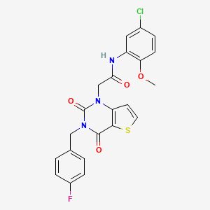 molecular formula C22H17ClFN3O4S B14120252 N-(5-chloro-2-methoxyphenyl)-2-(3-(4-fluorobenzyl)-2,4-dioxo-3,4-dihydrothieno[3,2-d]pyrimidin-1(2H)-yl)acetamide 