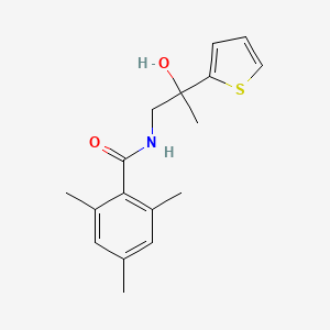 molecular formula C17H21NO2S B14120341 N-(2-hydroxy-2-(thiophen-2-yl)propyl)-2,4,6-trimethylbenzamide 