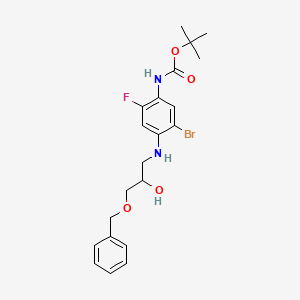 molecular formula C21H26BrFN2O4 B14120383 tert-butyl (4-((3-(benzyloxy)-2-hydroxypropyl)aMino)-5-broMo-2-fluorophenyl)carbaMate 