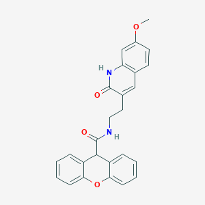 molecular formula C26H22N2O4 B14120507 N-[2-(7-methoxy-2-oxo-1H-quinolin-3-yl)ethyl]-9H-xanthene-9-carboxamide 