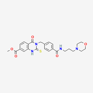 molecular formula C25H28N4O5S B14120551 methyl 3-[[4-(3-morpholin-4-ylpropylcarbamoyl)phenyl]methyl]-4-oxo-2-sulfanylidene-1H-quinazoline-7-carboxylate 