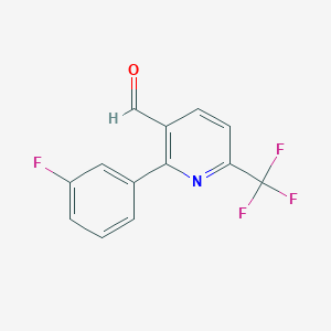 molecular formula C13H7F4NO B1412082 2-(3-Fluorophenyl)-6-(trifluoromethyl)nicotinaldehyde CAS No. 1227563-70-3
