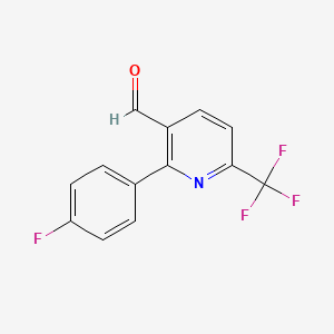molecular formula C13H7F4NO B1412109 2-(4-Fluorophenyl)-6-(trifluoromethyl)nicotinaldehyde CAS No. 1227582-90-2
