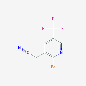 molecular formula C8H4BrF3N2 B1412112 2-Bromo-5-(trifluoromethyl)pyridine-3-acetonitrile CAS No. 1227502-26-2
