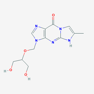 molecular formula C12H15N5O4 B141212 3,9-Dihydro-3-((1,3-dihydroxy-2-propoxy)methyl)-6-methyl-9-oxo-5H-imidazol(1,2-a)purine CAS No. 134287-58-4