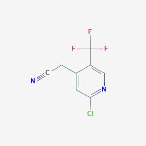 molecular formula C8H4ClF3N2 B1412141 2-Chloro-5-(trifluoromethyl)pyridine-4-acetonitrile CAS No. 1227577-94-7