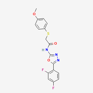 molecular formula C17H13F2N3O3S B14121796 N-(5-(2,4-difluorophenyl)-1,3,4-oxadiazol-2-yl)-2-((4-methoxyphenyl)thio)acetamide CAS No. 1171412-25-1
