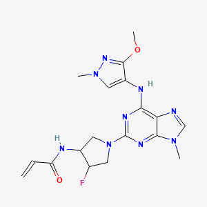 molecular formula C18H22FN9O2 B14121910 N-[4-fluoro-1-[6-[(3-methoxy-1-methylpyrazol-4-yl)amino]-9-methylpurin-2-yl]pyrrolidin-3-yl]prop-2-enamide 