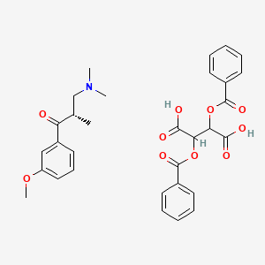 molecular formula C31H33NO10 B14122072 (S)-3-(dimethylamino)-1-(3-methoxyphenyl)-2-methylpropan-1-one 2,3-bis(benzoyloxy)succinate 
