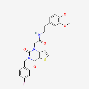 molecular formula C25H24FN3O5S B14122111 N-[2-(3,4-dimethoxyphenyl)ethyl]-2-[3-(4-fluorobenzyl)-2,4-dioxo-3,4-dihydrothieno[3,2-d]pyrimidin-1(2H)-yl]acetamide 
