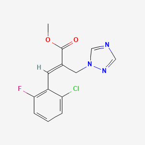 molecular formula C13H11ClFN3O2 B14122250 Methyl (2E)-3-(2-chloro-6-fluorophenyl)-2-[(1H-1,2,4-triazol-1-yl)methyl]prop-2-enoate CAS No. 1082208-26-1