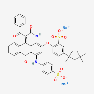 molecular formula C43H36N2Na2O10S2 B14122309 Disodium;2-[[16-benzoyl-8,15-dioxo-10-(4-sulfonatoanilino)-14-azatetracyclo[7.7.1.02,7.013,17]heptadeca-1(16),2,4,6,9(17),10,12-heptaen-12-yl]oxy]-5-(2,4,4-trimethylpentan-2-yl)benzenesulfonate CAS No. 224628-70-0
