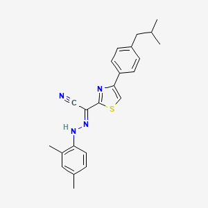 molecular formula C23H24N4S B14122406 (2E)-[2-(2,4-dimethylphenyl)hydrazinylidene]{4-[4-(2-methylpropyl)phenyl]-1,3-thiazol-2-yl}ethanenitrile 