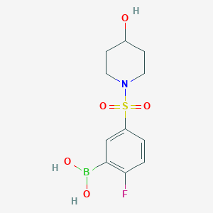 molecular formula C11H15BFNO5S B1412249 (2-Fluoro-5-((4-hydroxypiperidin-1-yl)sulfonyl)phenyl)boronic acid CAS No. 1704096-91-2