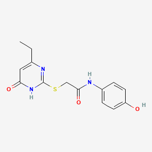 molecular formula C14H15N3O3S B14122572 2-[(4-ethyl-6-oxo-1,6-dihydropyrimidin-2-yl)sulfanyl]-N-(4-hydroxyphenyl)acetamide 