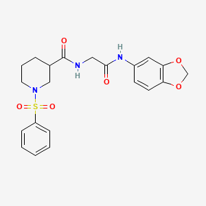 molecular formula C21H23N3O6S B14122600 N-[2-(1,3-benzodioxol-5-ylamino)-2-oxoethyl]-1-(phenylsulfonyl)piperidine-3-carboxamide 