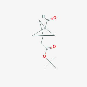molecular formula C12H18O3 B1412265 Bicyclo[1.1.1]pentane-1-acetic acid, 3-formyl-, 1,1-dimethylethyl ester CAS No. 1113001-80-1
