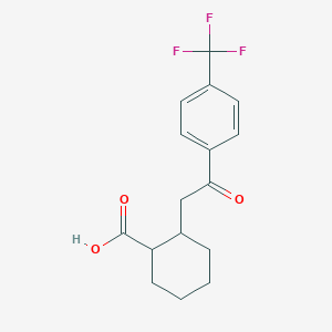 molecular formula C16H17F3O3 B14122748 cis-2-[2-Oxo-2-(4-trifluoromethylphenyl)-ethyl]cyclohexane-1-carboxylic acid 